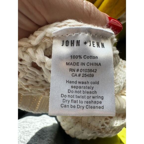 JOHN + JENN Women's Cream Striped Cable Loose Knit Oversized Sweater Size M - Picture 8 of 8